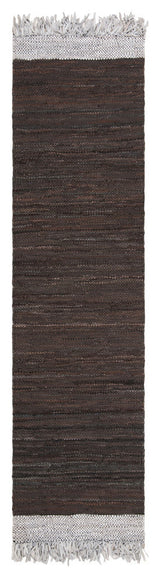 Safavieh Vintage Leather Collection, VTL310 Rug, Light Grey/Dark Brown, 2'3"x9'