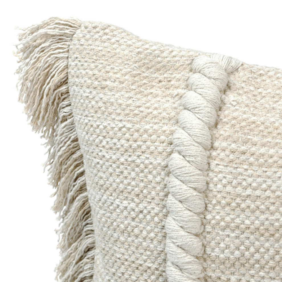 Lucera Woven Fabric Throw Pillow, Beige, 14x26