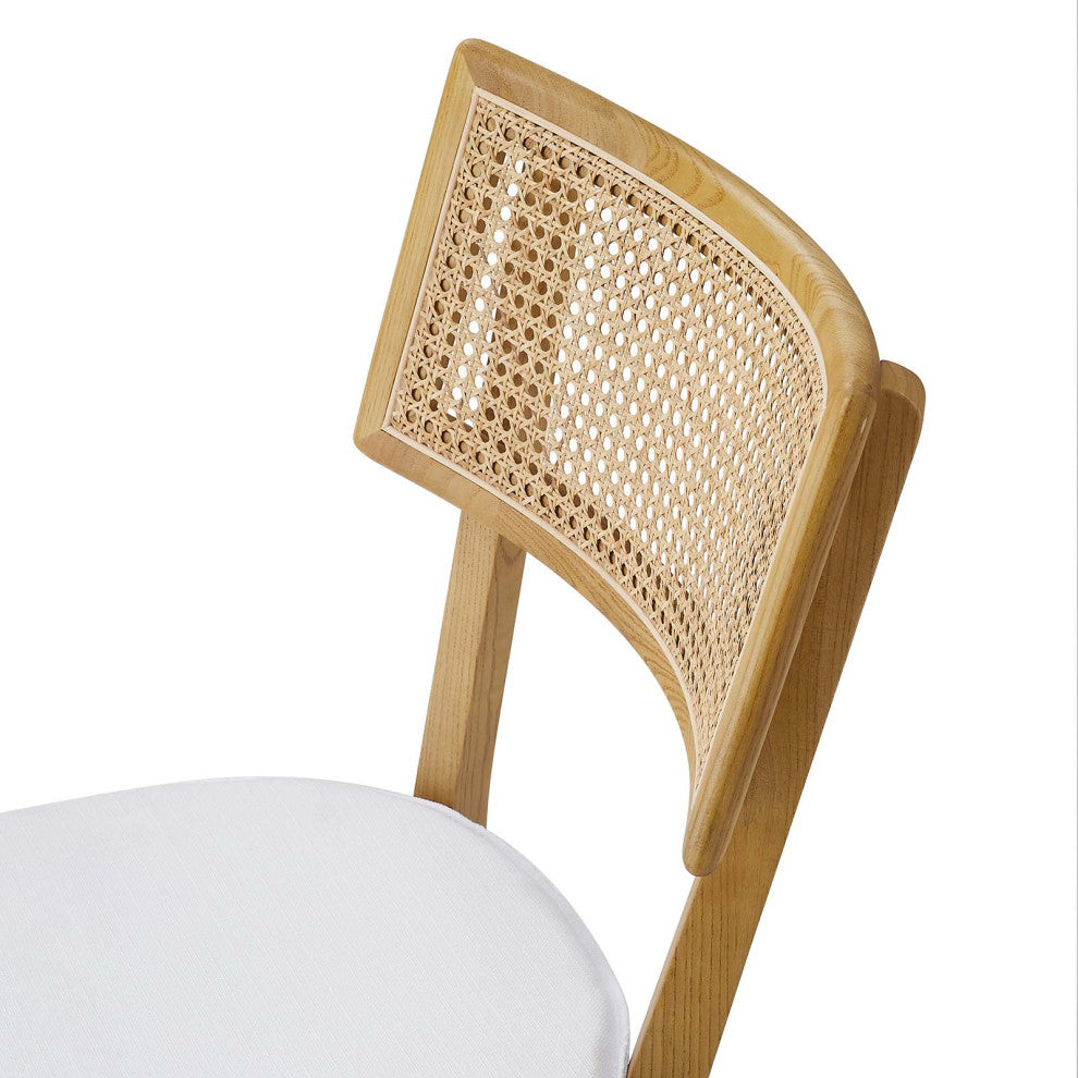 Caledonia Fabric Upholstered Wood Dining Chair Set of 2 - Natural White