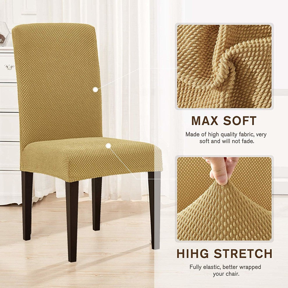 Subrtex Stretch Dining Room Chair Slipcovers, Beige, 2pcs