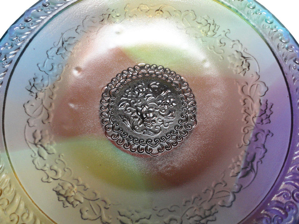 Chinese Liu Li, Crystal Glass Pate-de-verr Candle Holder Offering Holder