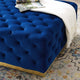 Tufted Accent Chair Ottoman, Square, Velvet, Blue Navy, Modern, Lounge