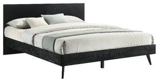 Armen Living Petra King Platform Wood Bed Frame with Tapered Legs in Black
