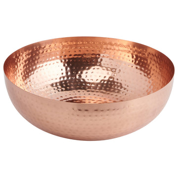 Round Hammered Metal Bowl, Copper