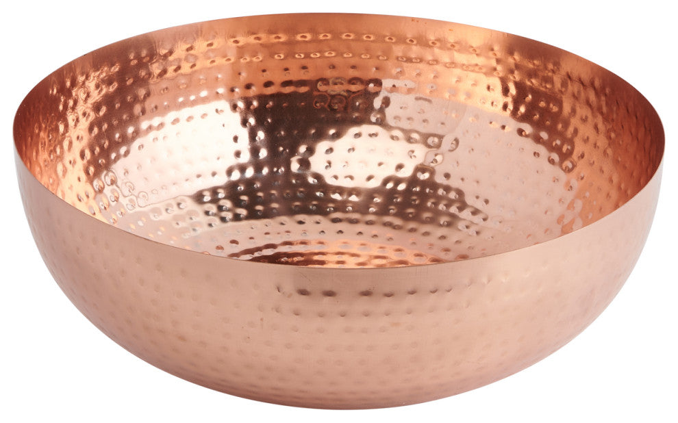 Round Hammered Metal Bowl, Copper