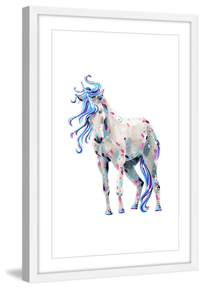"White Unicorn" Framed Painting Print, 12"x18"