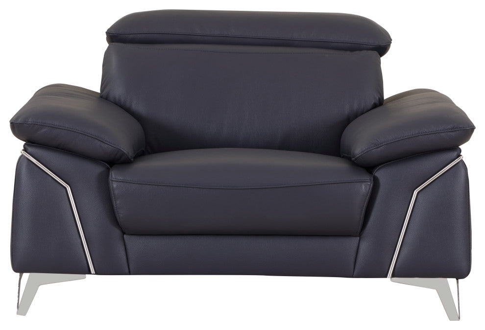 Lazio Contemporary Genuine Italian Leather Chair Navy