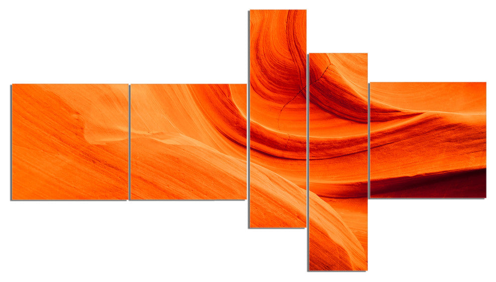 Orange Upper Antelope Canyon, Landscape Photo Canvas Print, 60"x32", 5 panels