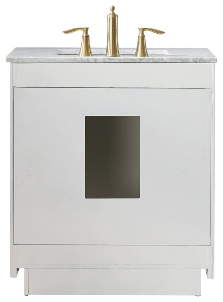 Ivy White Bathroom Vanity Set, 30", Without Mirror