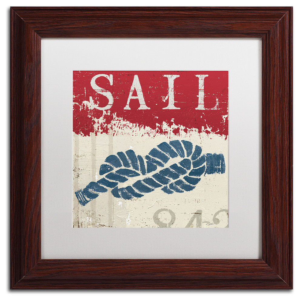 'Nautical III Red' Matted Framed Canvas Art by Wellington Studio