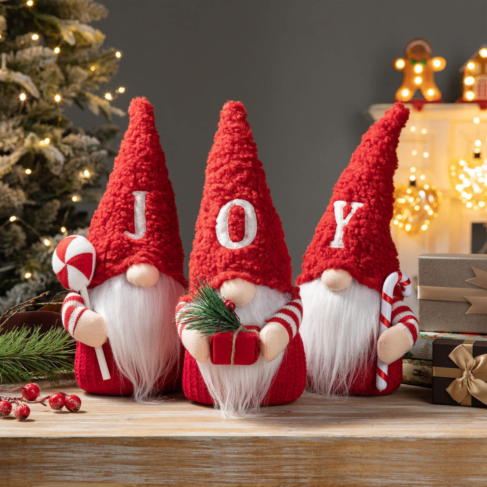 Fabric JOY Christmas Gnome Decor, 3-Piece Set