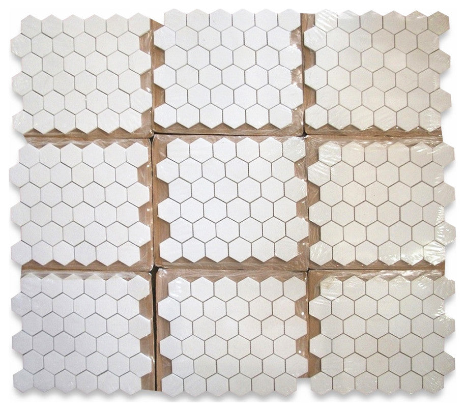 Thassos White Marble Hexagon Mosaic Tile 2 inch Polished, 1 sheet