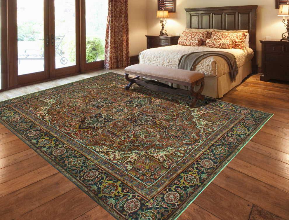Fine Vintage Heriz Lyra Rust/Ivory Rug, 8'1 x 11'2