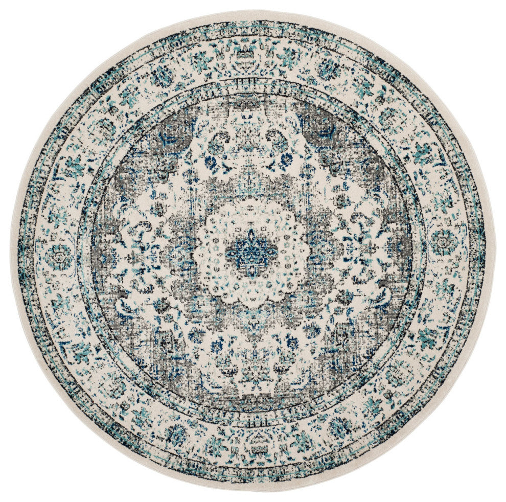 Safavieh Couture Evoke EVK220 Rug, Ivory / Grey, 4'' Round