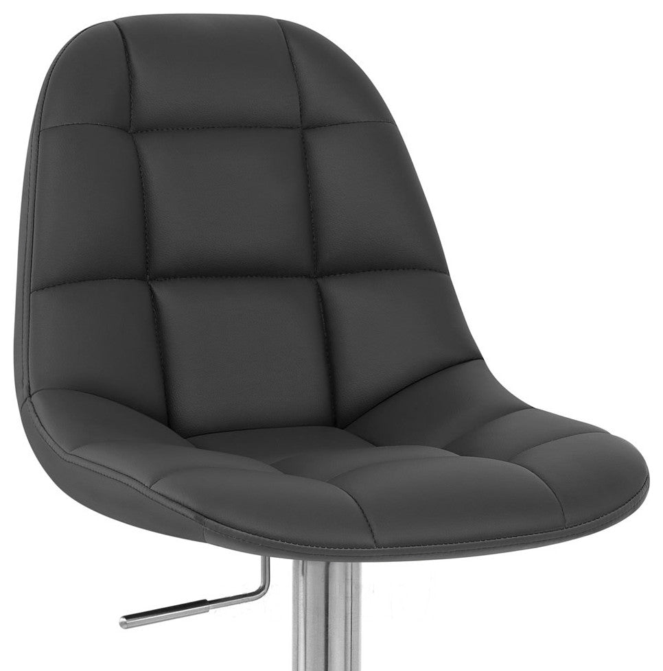 Rochelle Bar Stool Leatherette Seat Adjustable Height Trumpet Base, Black