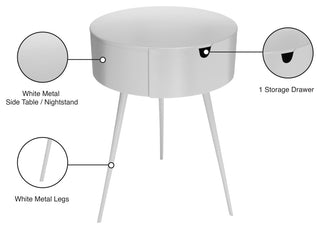 Bali Metal Side Table/Nightstand, White