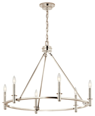 Carrick Chandelier, Black, Polished Nickel, 6 Light