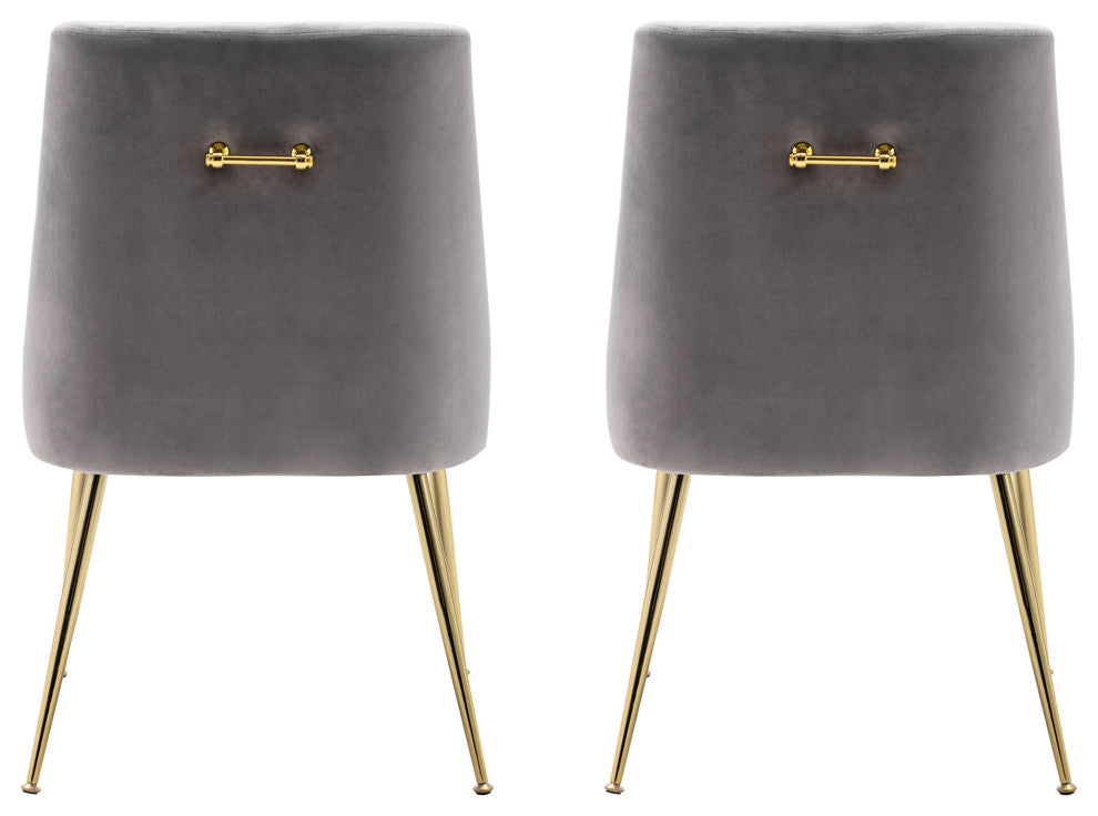 WestinTrends 2PC Velvet Upholstered Accent Chair Set w/ Gold Metal Legs, Gray