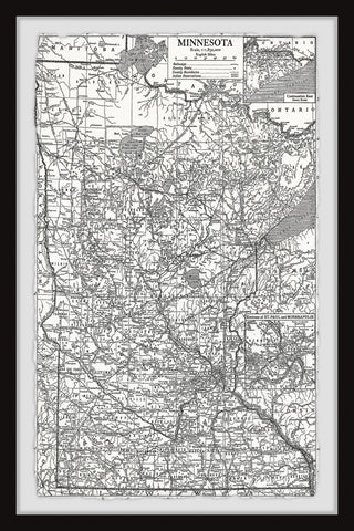 "Gray Minnesota Outline" Framed Painting Print, 8x12