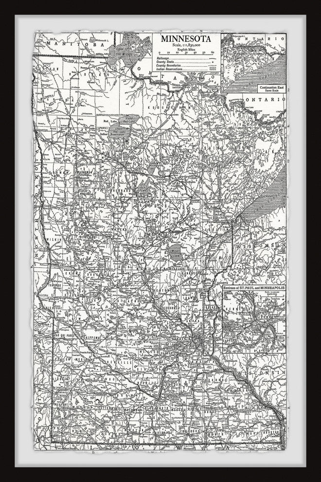 "Gray Minnesota Outline" Framed Painting Print, 8x12