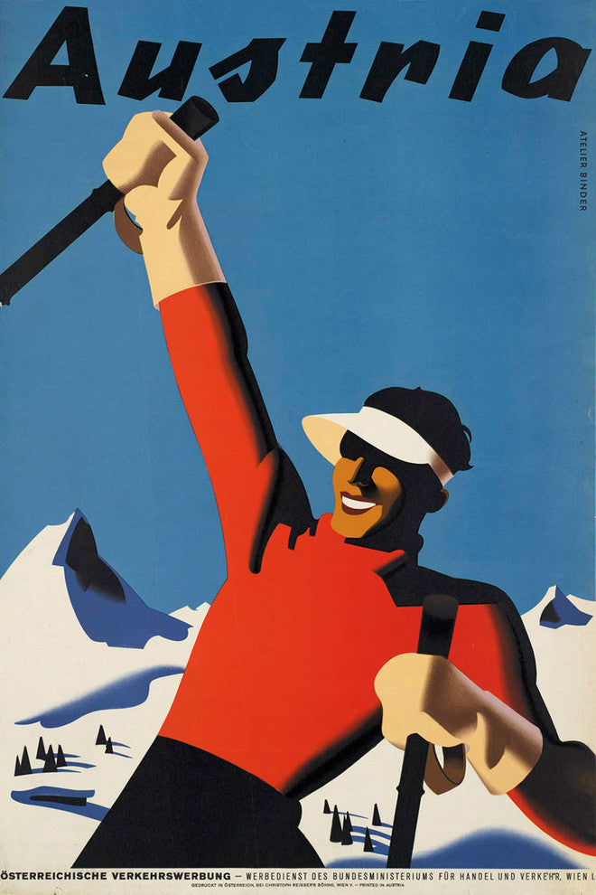 "Ski Austria" Painting Print on Wrapped Canvas, 24"x36"