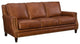Beaumont Lane Upholstered Traditional Leather Sofa with Nailhead Trim in Brown