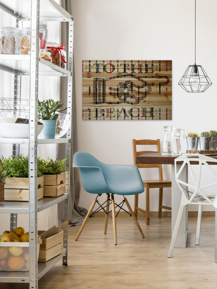 "That Way To The Beach" Print on Natural Pine Wood, 60"x40"