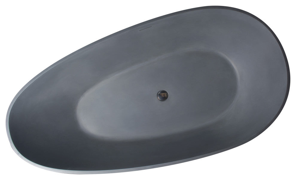 65 in.W Solid Surface Freestanding Flatbottom Soaking Bathtub
