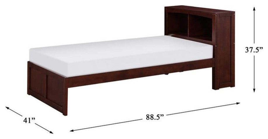 Lexicon Rowe Transitional Wood Twin Bookcase Bed in Dark Cherry