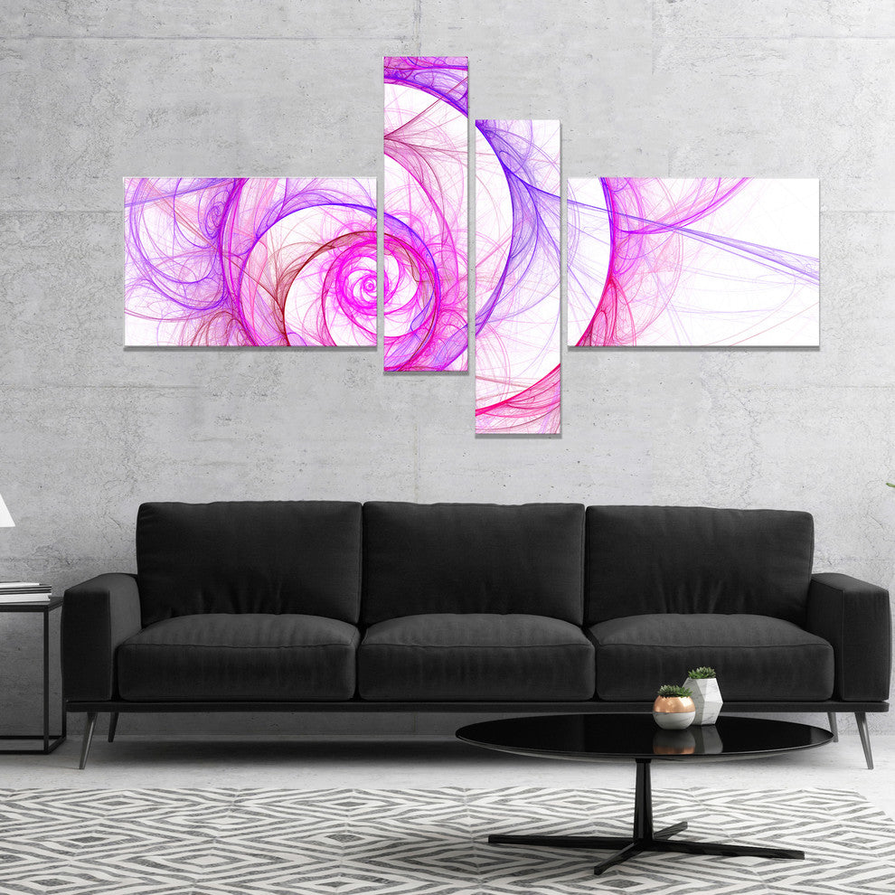 Pink Exotic Flower Pattern, Floral Art Canvas Print, 60"x32", 4 panels
