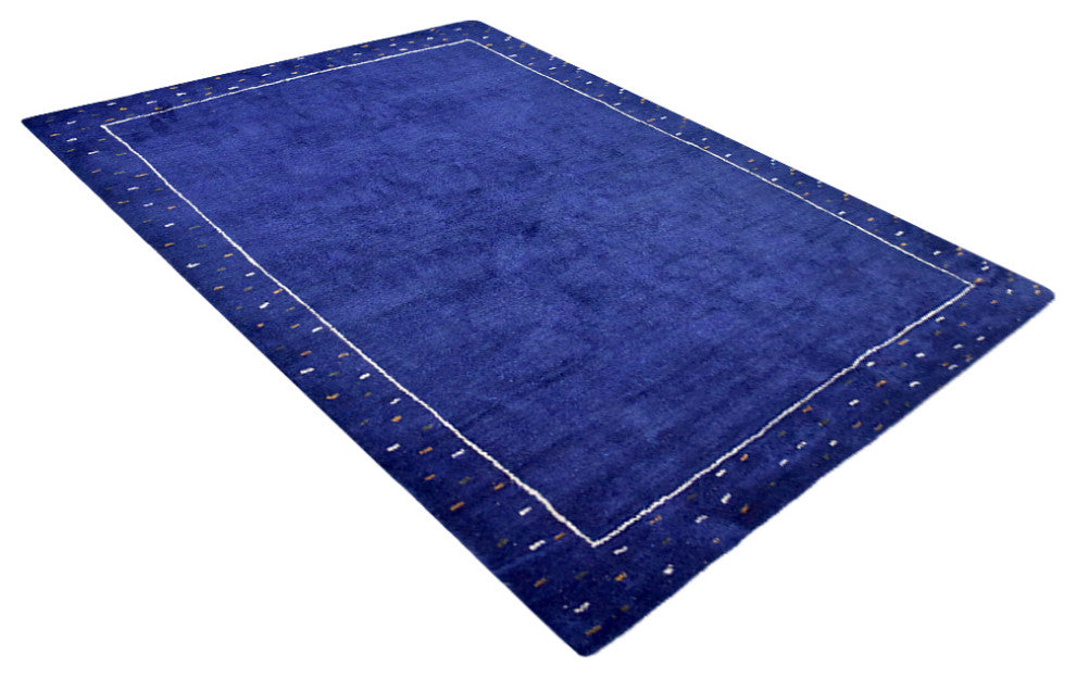 HAND KNOTTED LOOM SILK ECO-FRIENDLY AREA RUG-6'x9',Rectangle,Blue,Contemporary