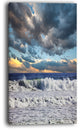 "Heavy Storm in Ocean At Sunset" Modern Beach Canvas Art Print, 16"x32"