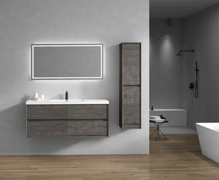 Kingdee Smoke Oak Wall Mounted Vanity With Reinforced Acrylic Sink, 60''
