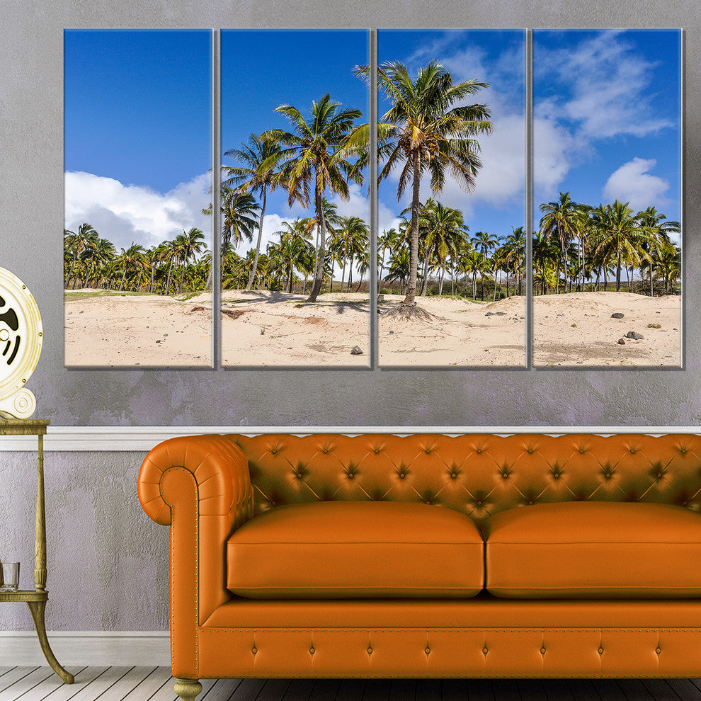 "Anakena Beach in Easter Island" Canvas Print, 4 Panels