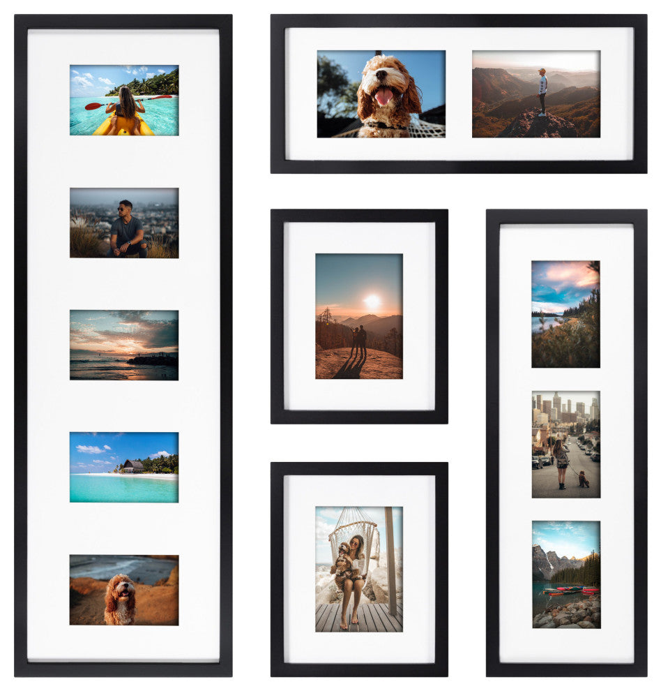 Gallery Wall Multi Open Matted Picture Frame Set, Black 5 Piece