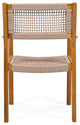GDF Studio Outdoor Dining Chair With Ropes, Set of 2, Teak Finish/Brown Rope