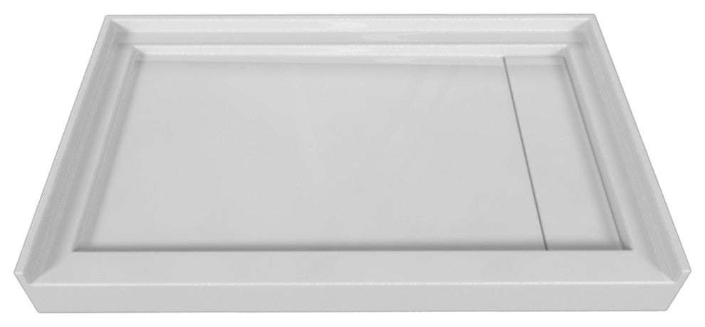 Valley Acrylic Single Threshold Acrylic Linear End Drain Shower Base 48", White,