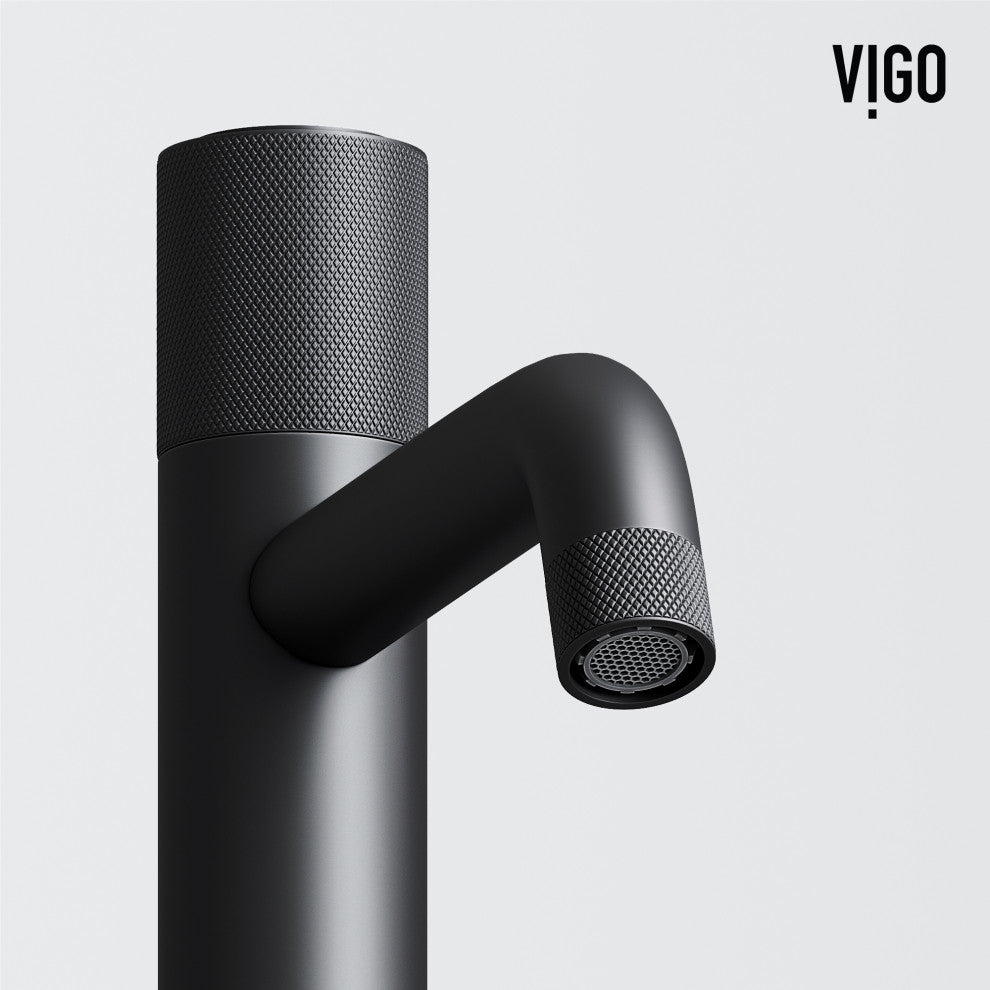 VIGO Apollo 12" H Single Handle Single Hole Bathroom Vessel Faucet, Matte Black