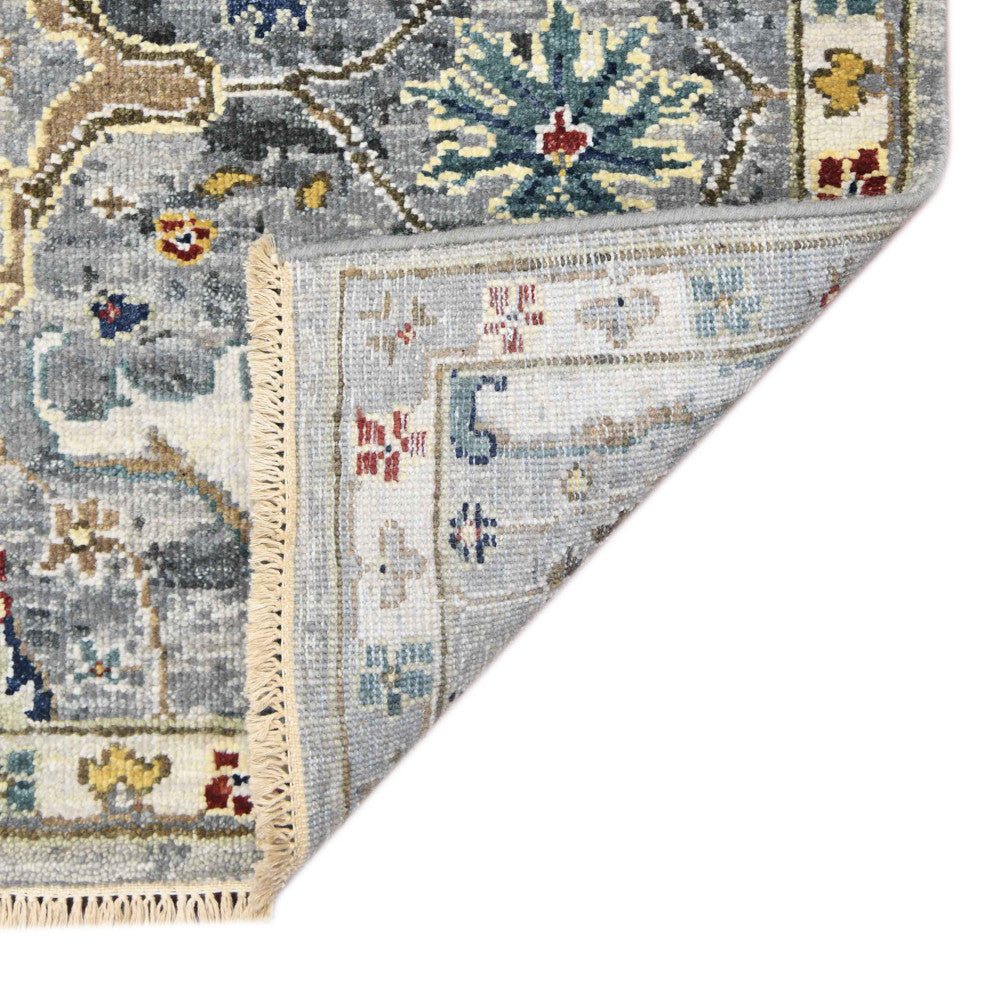 Nuit Arabe Kriotra Area Rug, Deep Silver, 10' x 14', Bordered