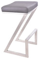 Benzara BM155792 Z Shaped Metal Backless Barstool with Padded Seat, Silver/Gray