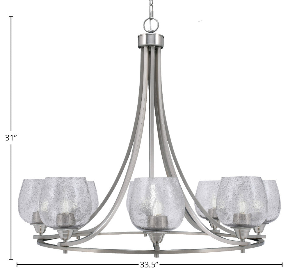 Paramount 8-Light Chandelier, Brushed Nickel, 6" Smoke Bubble Glass