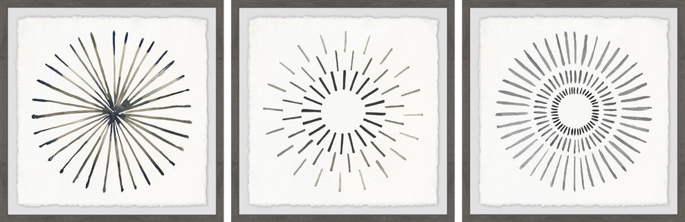 Circle Lines II Triptych, Set of 3, 18x18 Panels