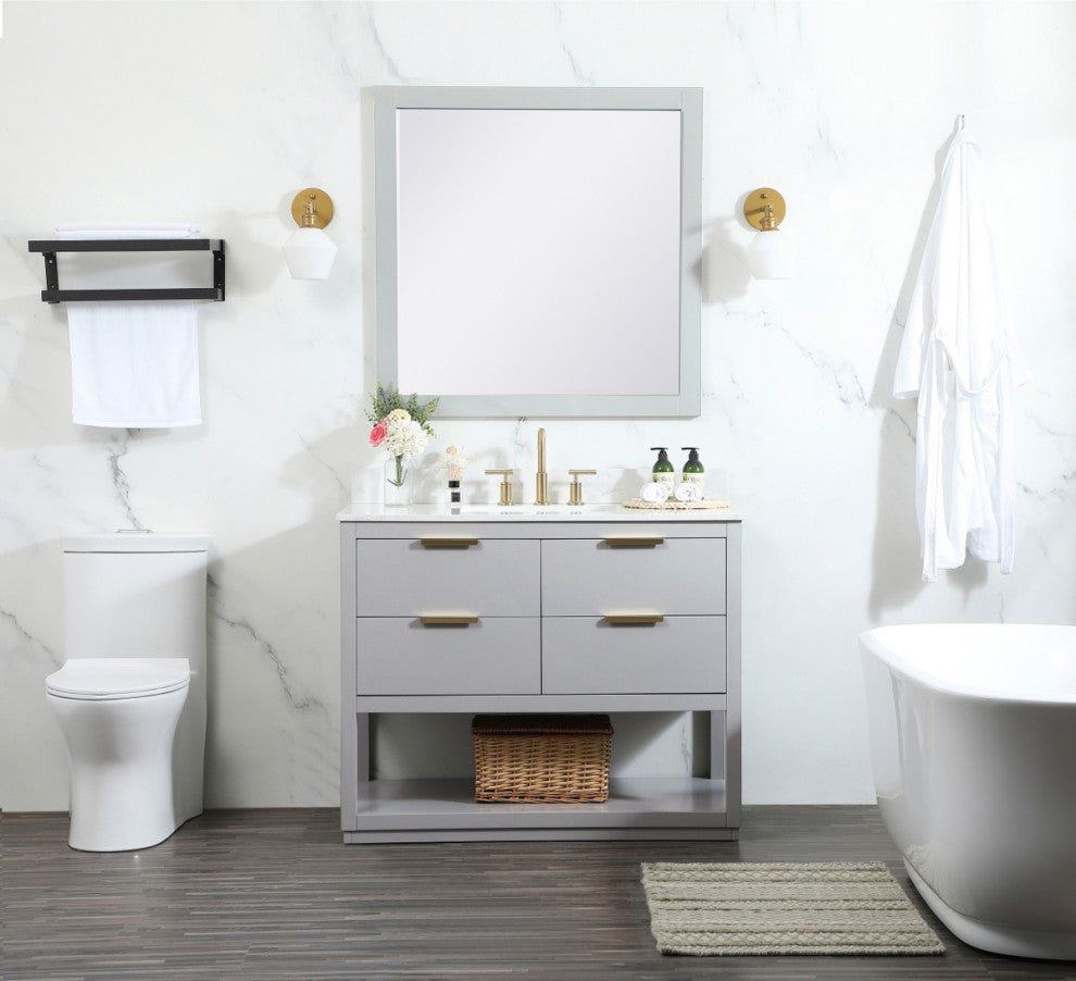 42" Single Bathroom Vanity, Gray, With Backsplash