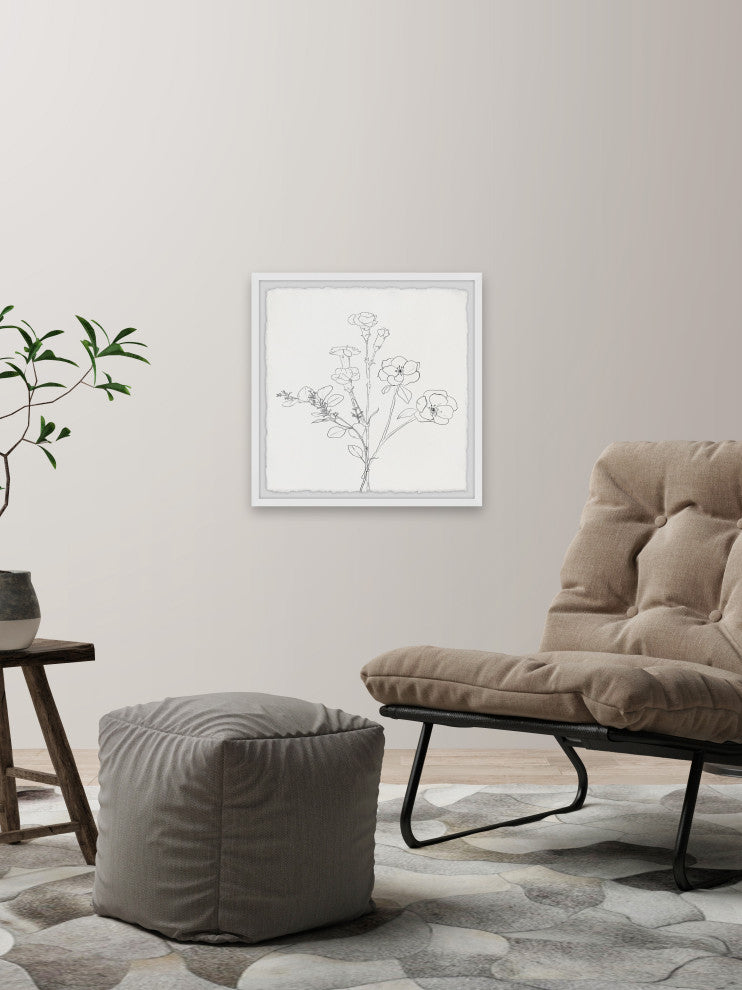 "Flower Sketch" Framed Painting Print, 18x18