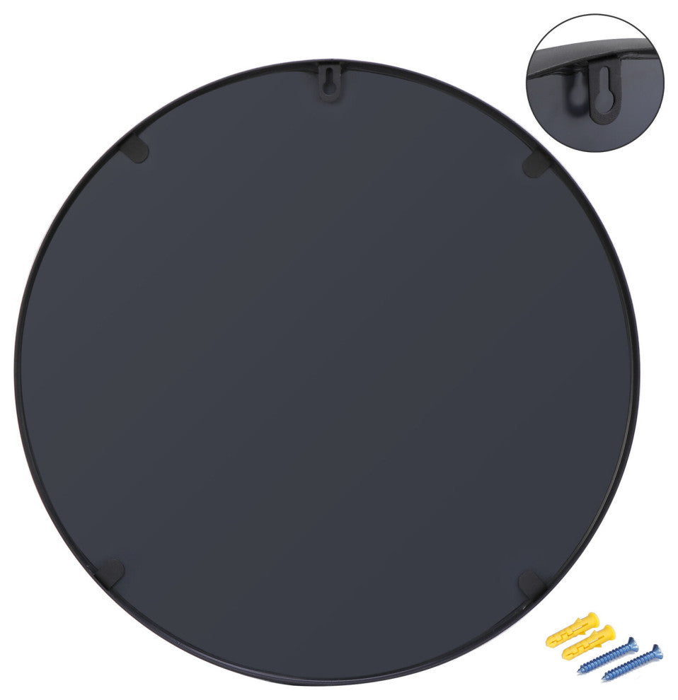 Vera 28 in. x 28 in. Modern Round Framed Matte Black Wall Mount Mirror