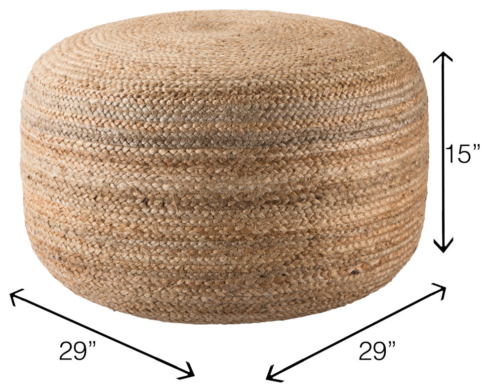 Jaipur Living Mesa Solid Cylinder Pouf, Natural