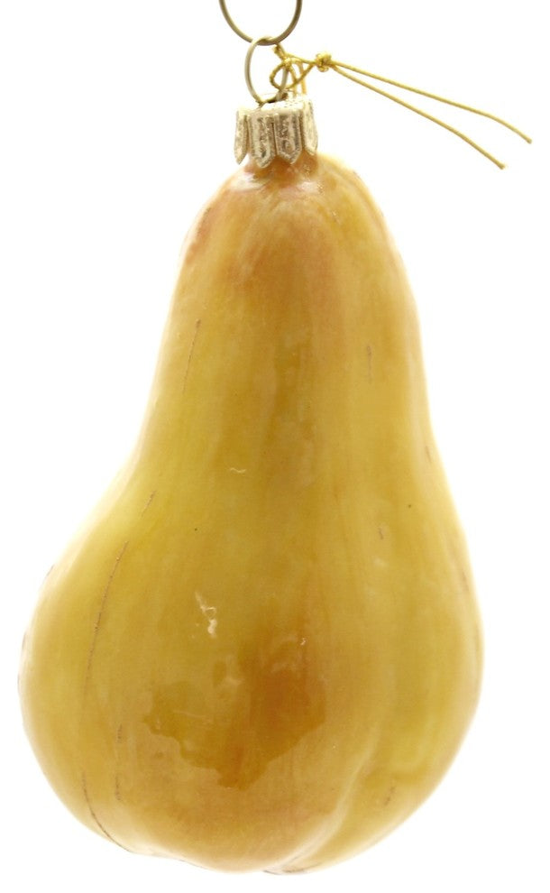 Holiday Ornaments Yellow Pear Glass Poland Hand Painted 101R