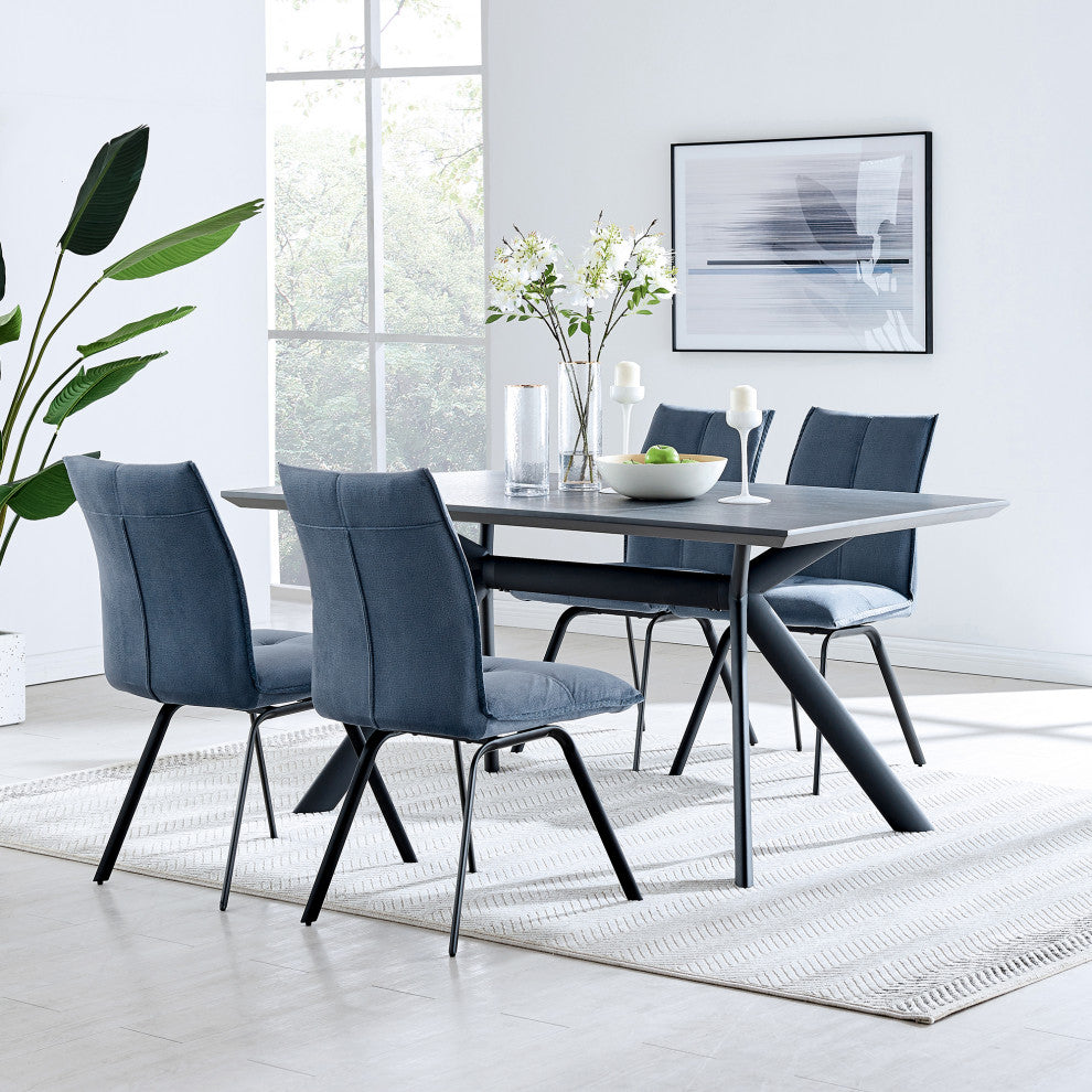 Margot and Rylee 5-Piece Rectangular Dining Set, Blue