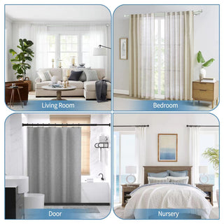 Ball Adjustable Double Curtain Rod Set, 5/8", Pewter, 28"-48"