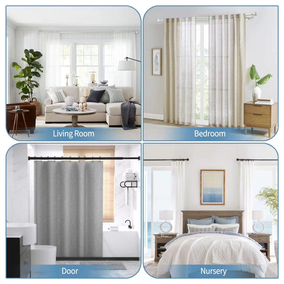 Ball Adjustable Double Curtain Rod Set, 5/8", Pewter, 28"-48"